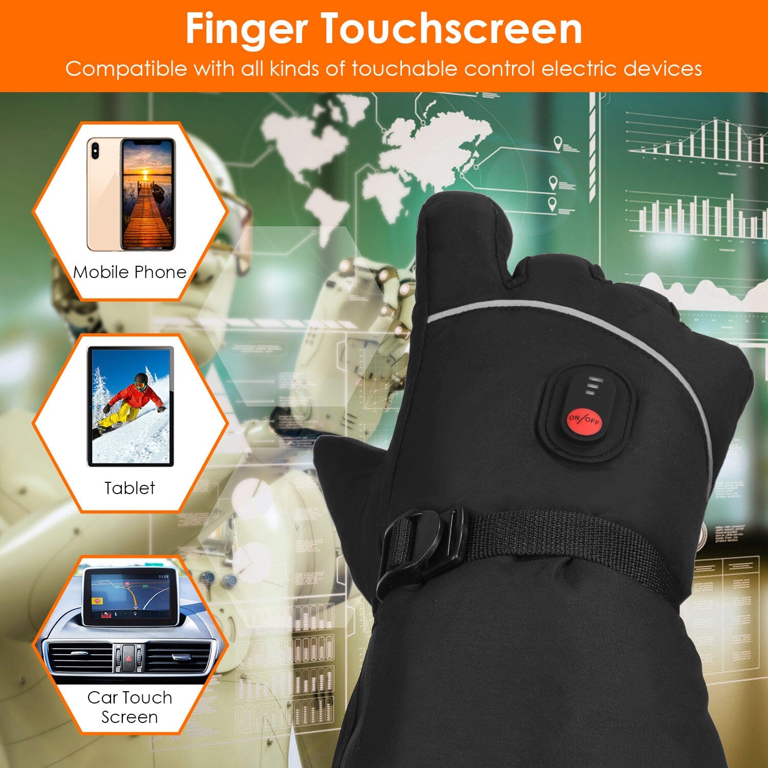 Battery Powered USB Touchscreen Thermal Gloves Sports & Outdoors - DailySale