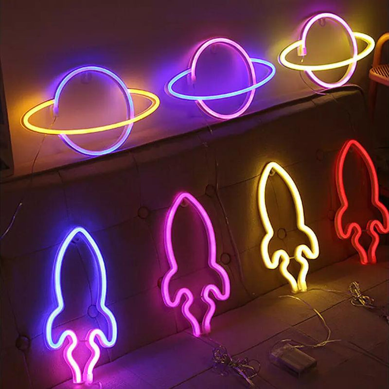 Battery USB LED Neon Light Wall Signs Night Home Decor Indoor Lighting - DailySale