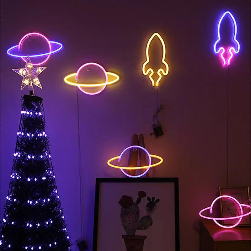 Battery USB LED Neon Light Wall Signs Night Home Decor Indoor Lighting - DailySale