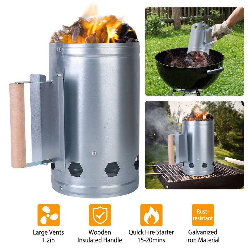 BBQ Charcoal Chimney Can Grill Lighter Garden & Patio - DailySale