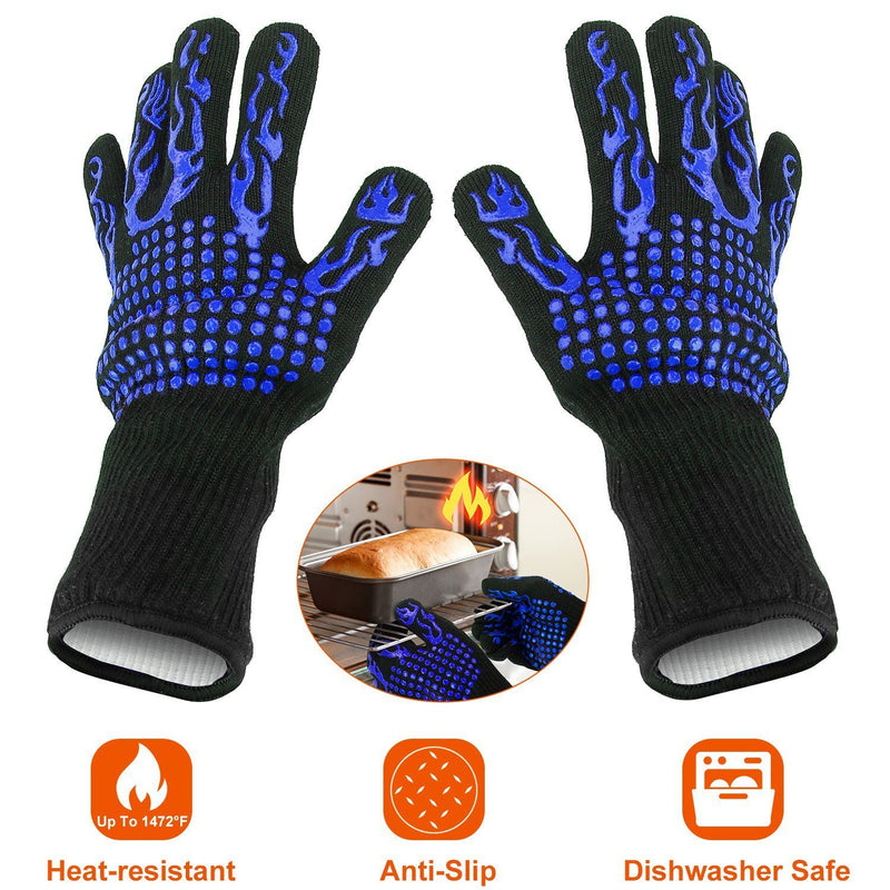 BBQ Gloves 1472°F Heat Resistant Grill Gloves Anti-slip