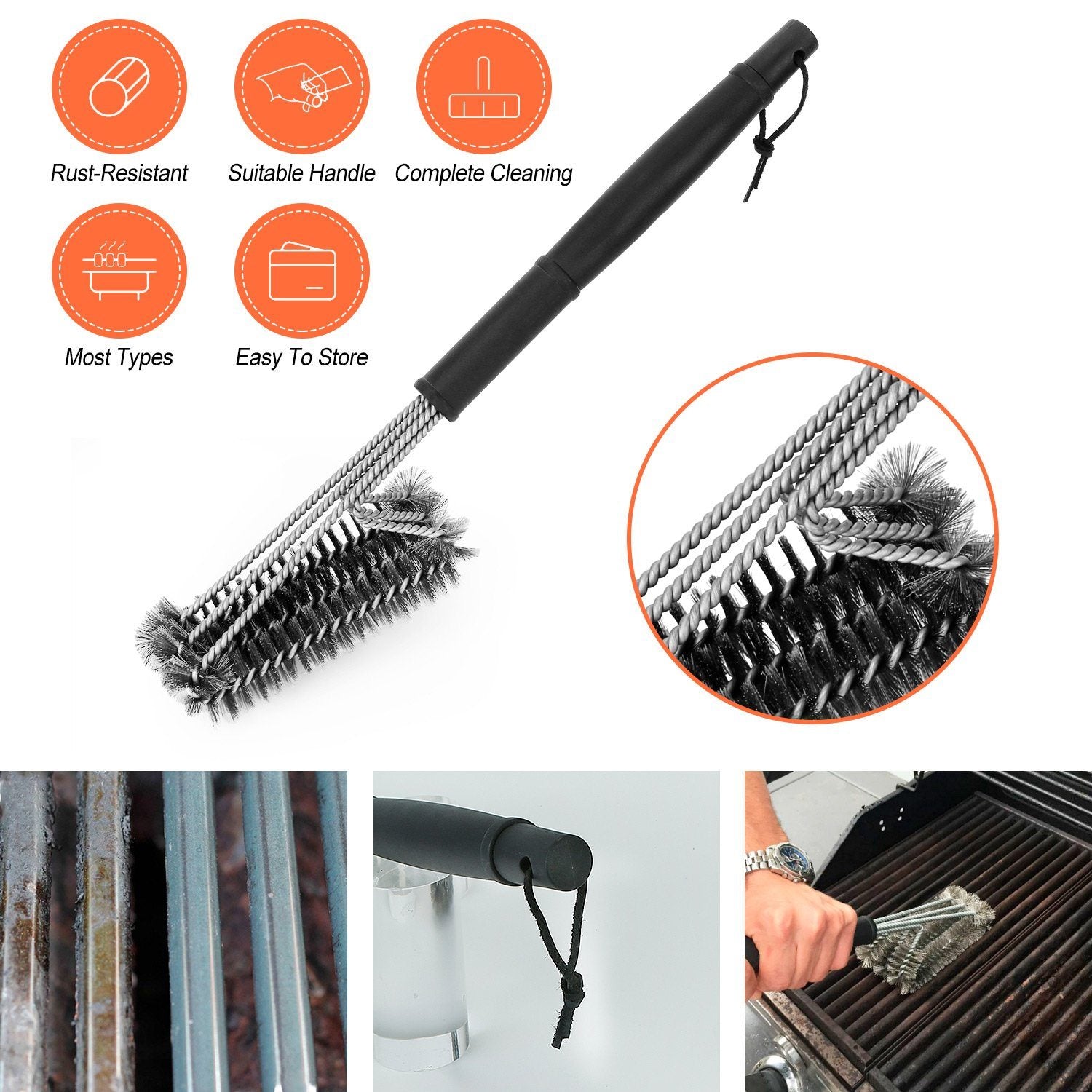 BBQ Grill Cleaning Brush Stainless Steel Kitchen & Dining - DailySale