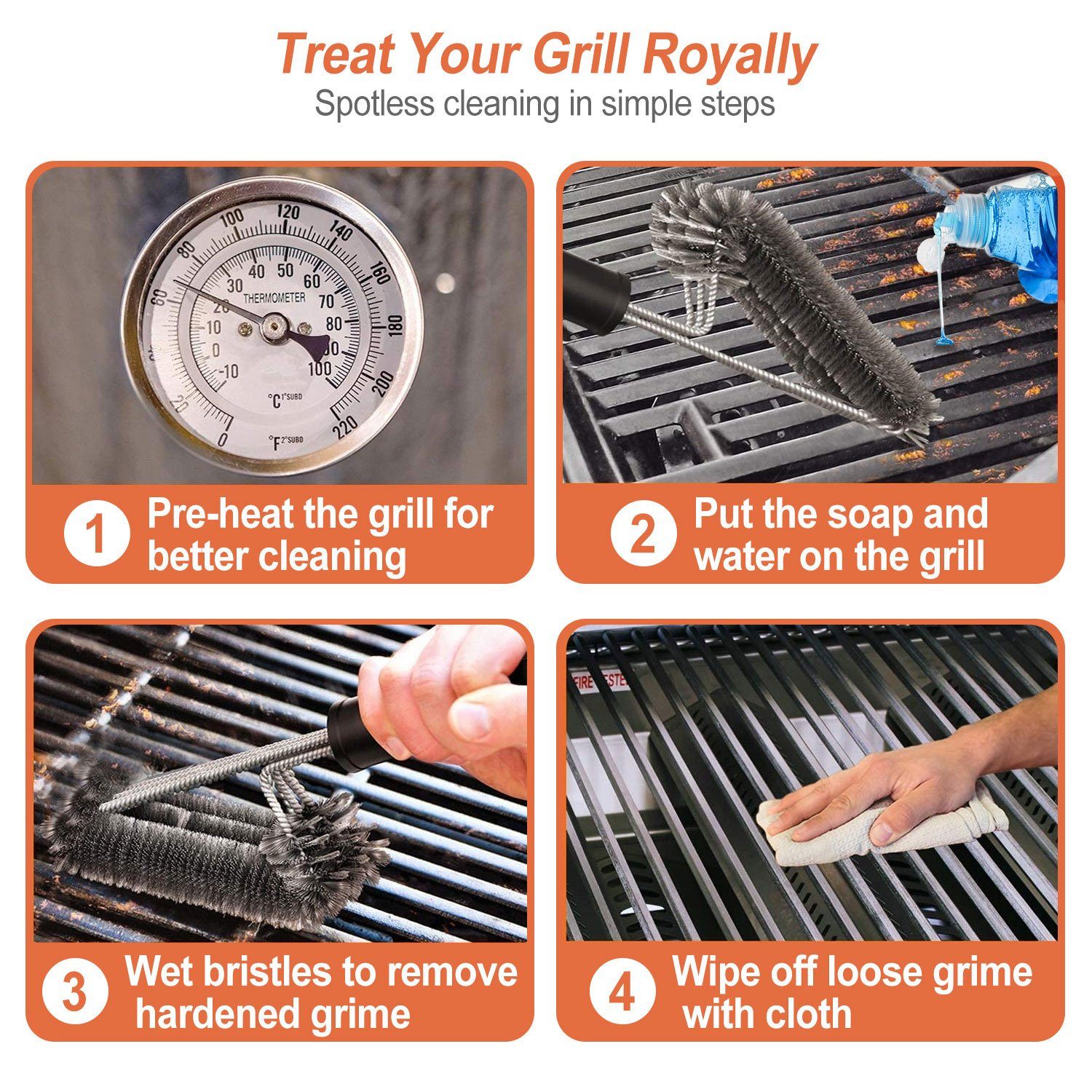 BBQ Grill Cleaning Brush Stainless Steel Kitchen & Dining - DailySale