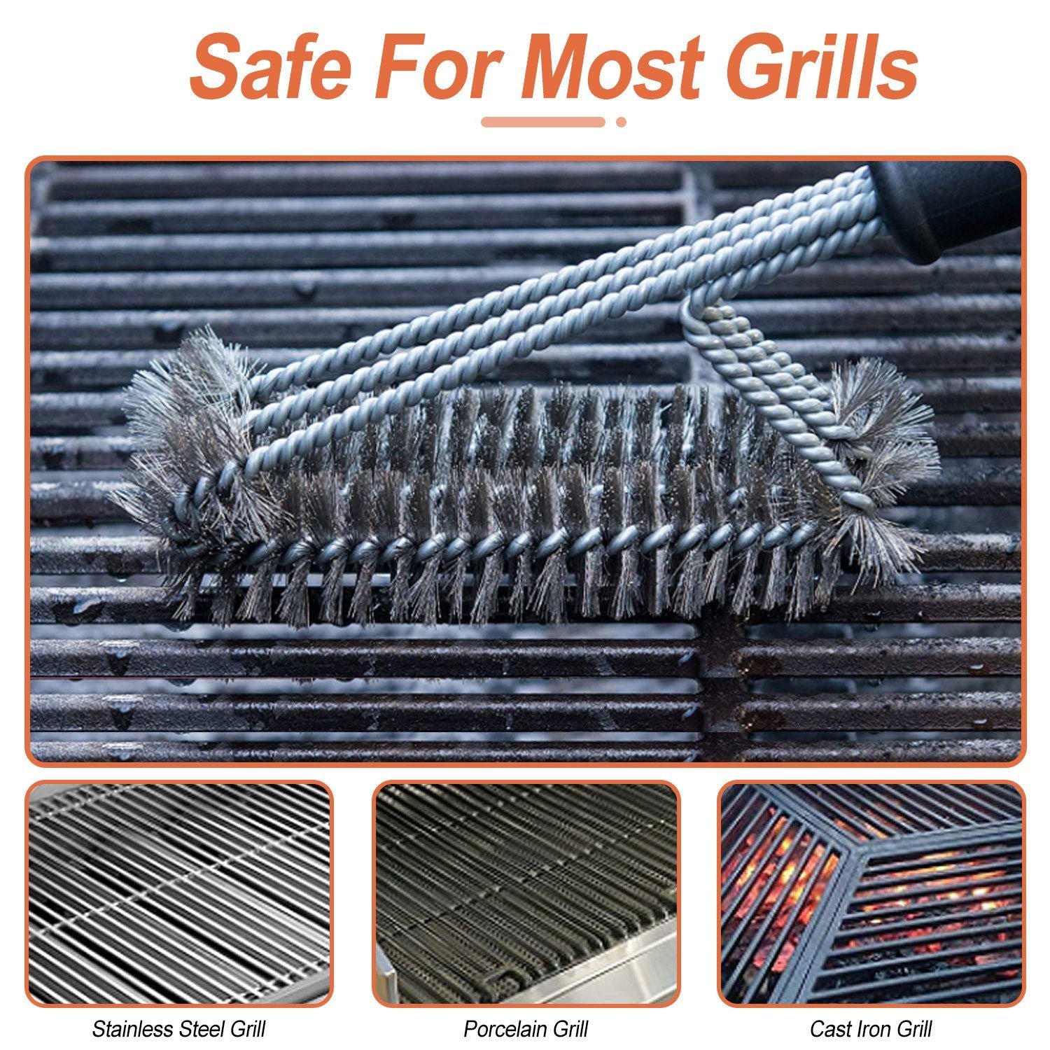 BBQ Grill Cleaning Brush Stainless Steel Kitchen & Dining - DailySale