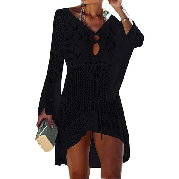 Beach Tops Sexy Perspective Cover Dress Women's Lingerie Black - DailySale
