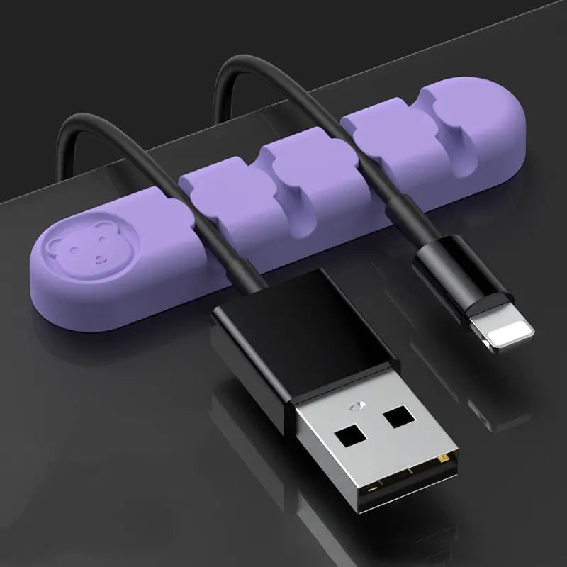 Bear Silicone Wire Organizer Storage Computer Accessories Purple - DailySale