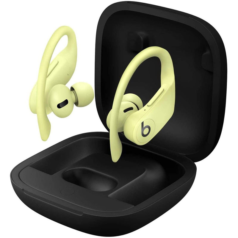 Yellow Beats by Dr. Dre Powerbeats Pro In-Ear Wireless Headphones (Refurbished) shown in its open case, available at Dailysale