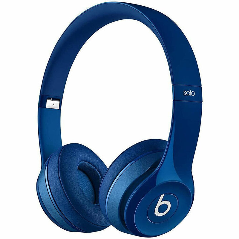 Angled view of Beats by Dr. Dre Solo 2 Wired On-Ear Headphone Solo2 (Refurbished) in dark blue