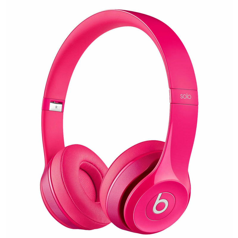 Angled view of Beats by Dr. Dre Solo 2 Wired On-Ear Headphone Solo2 (Refurbished) in pink