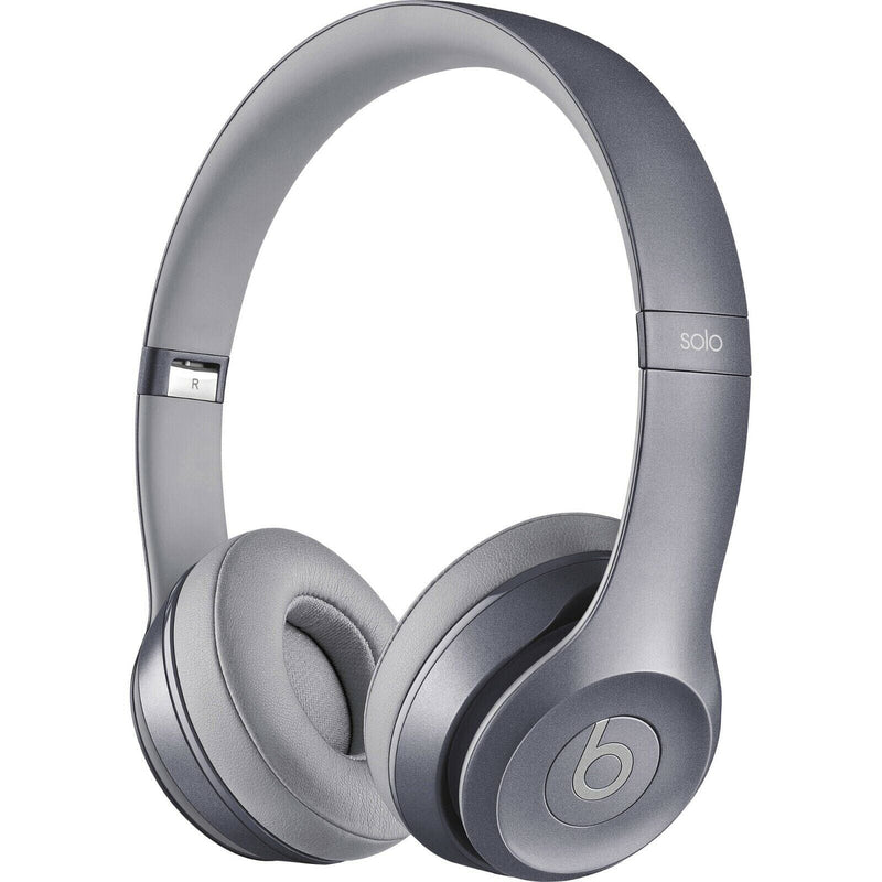 Angled view of Beats by Dr. Dre Solo 2 Wired On-Ear Headphone Solo2 (Refurbished) in dark grey
