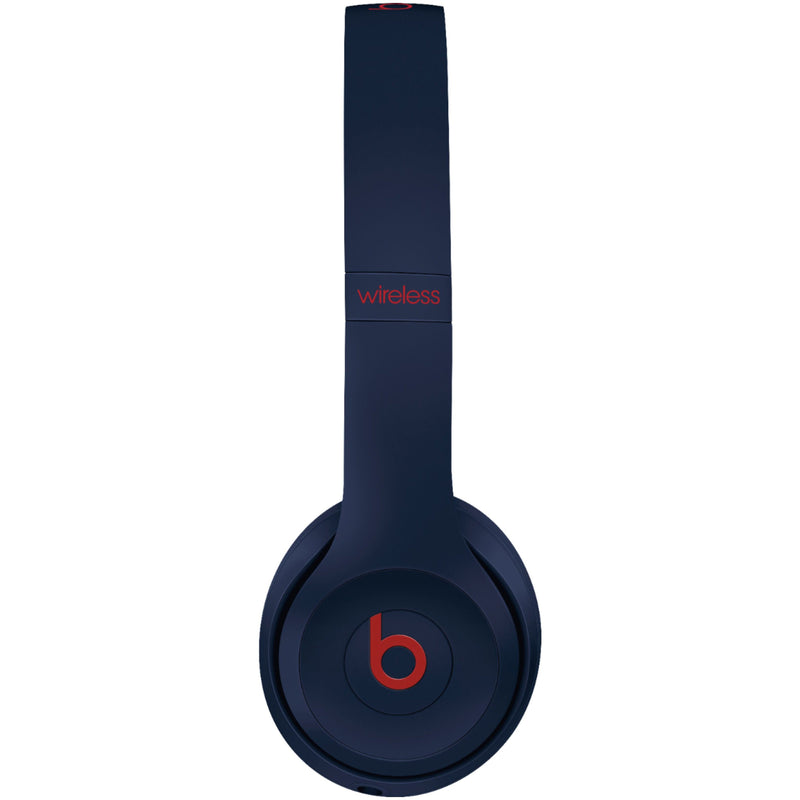 Side view of Beats Solo 3 Wired Headphones - Assorted Colors (Refurbished) in blue