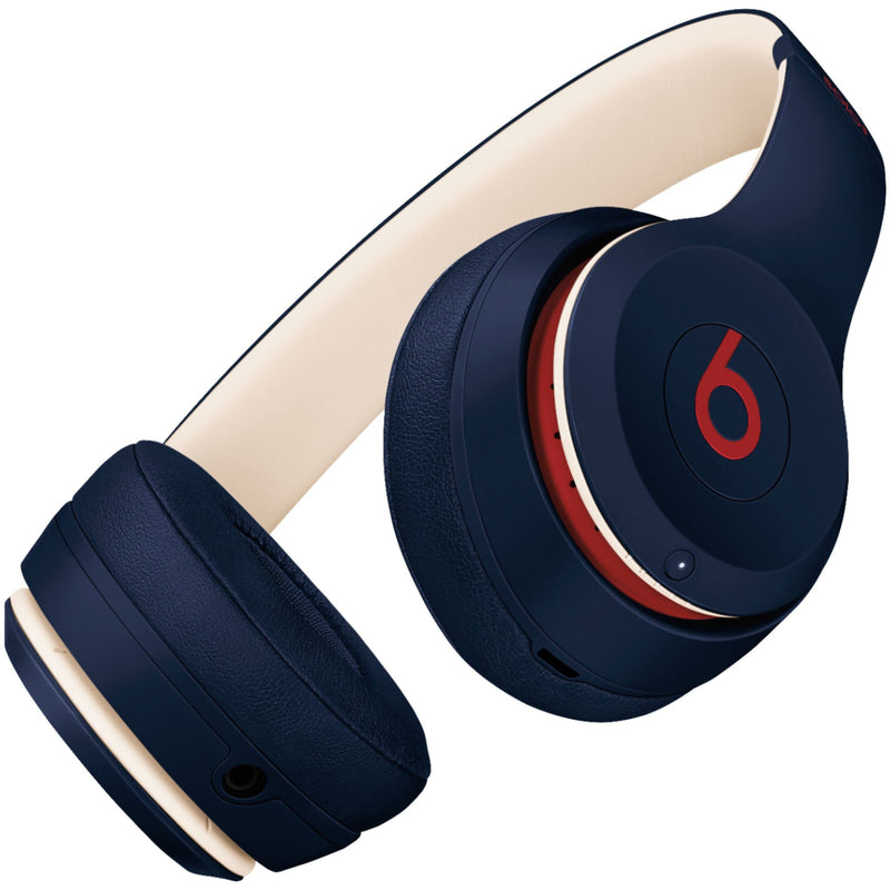 Angled rear view of Beats Solo 3 Wired Headphones - Assorted Colors (Refurbished) in black