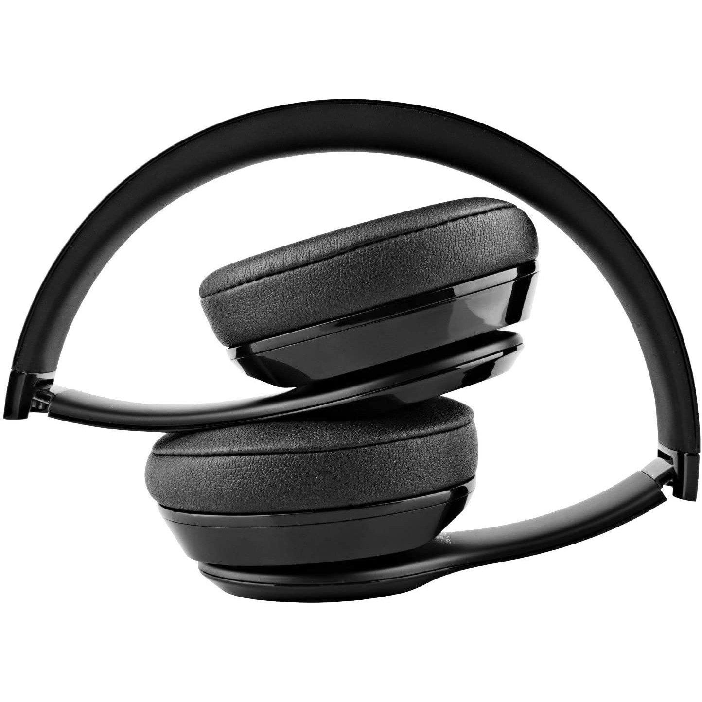 Front view of black Beats Solo 3 Wireless Headphones, collapsed