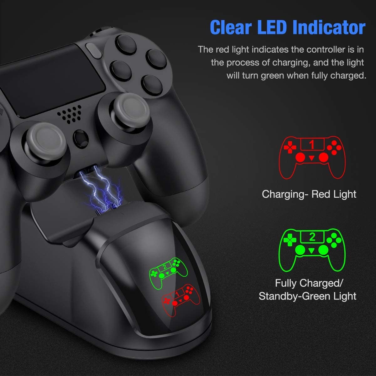 BEBONCOOL Controller USB Charging Station Dock for PS4 Video Games & Consoles - DailySale