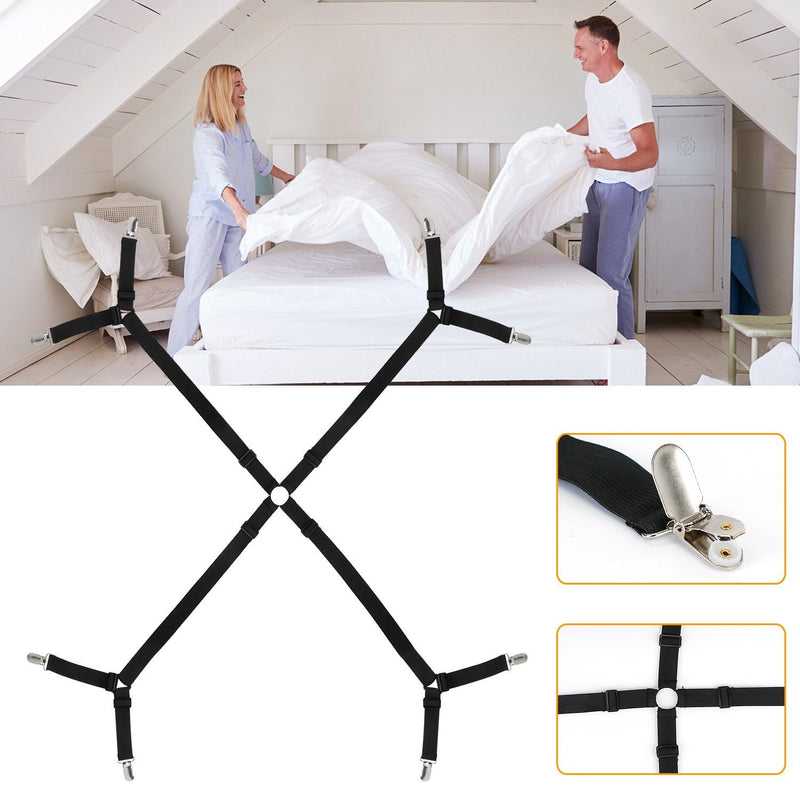 Bed Sheet Holder Straps, Adjustable Elastic Crisscross Sheets