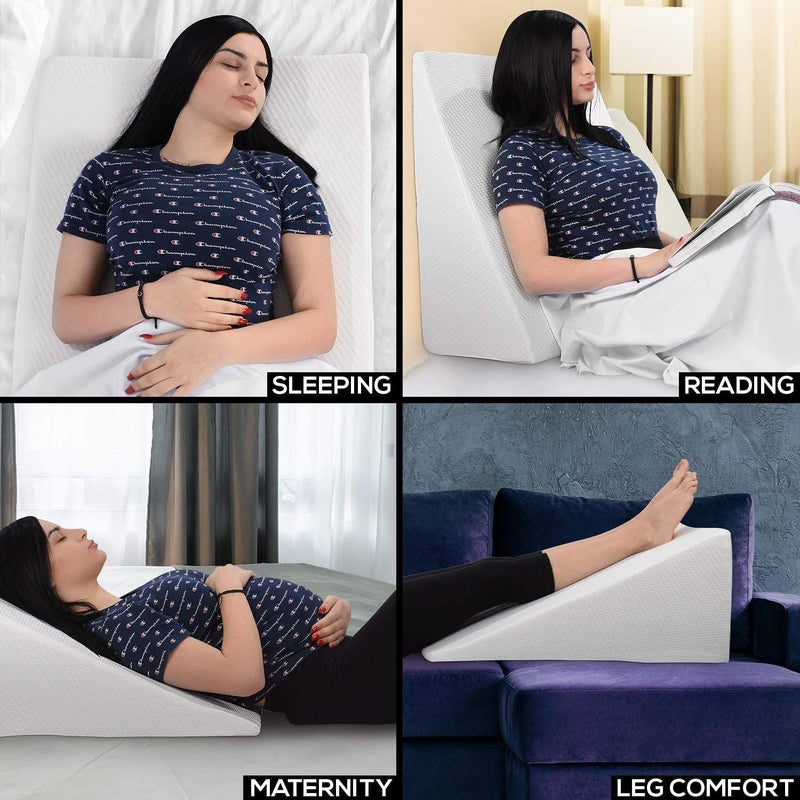 Bed Wedge Pillow with Memory Foam Top Wellness - DailySale