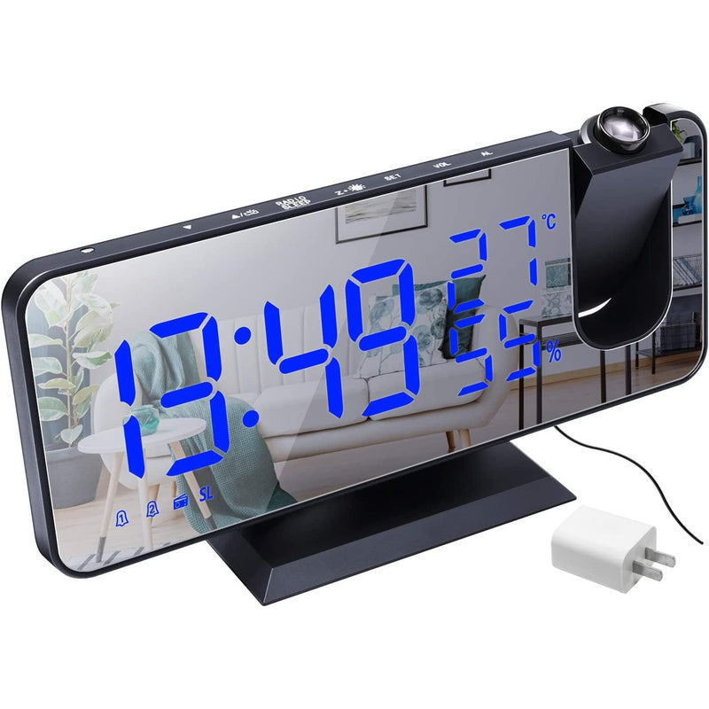 Bedroom Projection Digital Alarm Clock Household Appliances Blue - DailySale