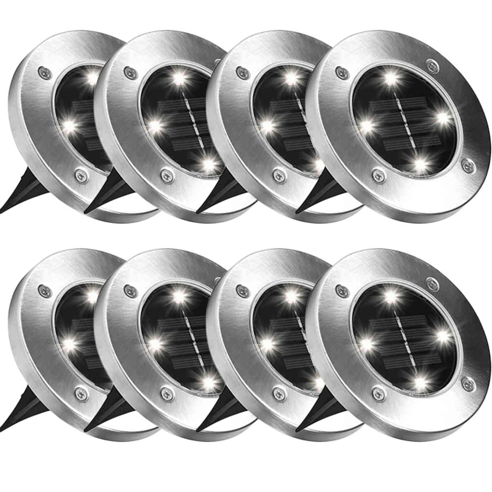 Bell + Howell Solar-Powered LED Garden Disk Lights Set Home Lighting 8 Pack - DailySale