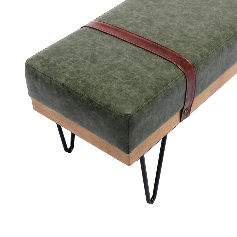 Bench for Bedroom Entryway Linen Ottoman Fabric Upholstered with Soft Cushion and Solid Wood Frame Furniture & Decor - DailySale