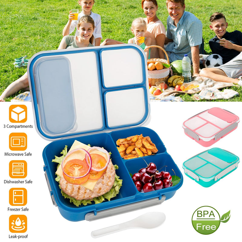 Bento Box Portable Lunch Box Picnic Food Storage with 3 Compartments Kitchen Storage - DailySale