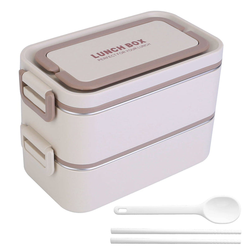 Bento Lunch Box 3 Stackable Food Container with Chopsticks and Spoon Kitchen Storage - DailySale