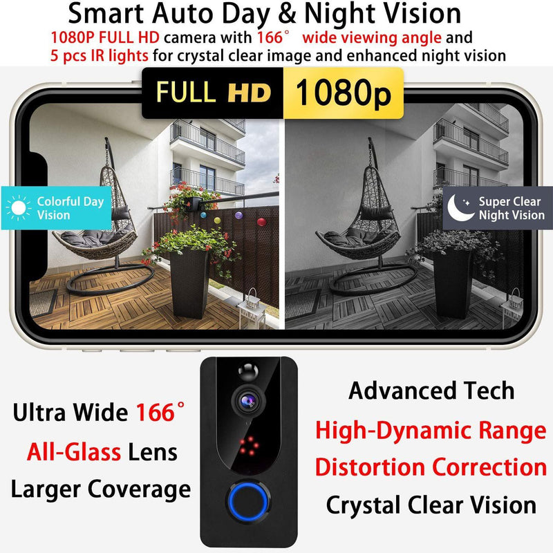 Bextgoo Wireless Doorbell Camera 1080P with Chime Cameras & Drones - DailySale