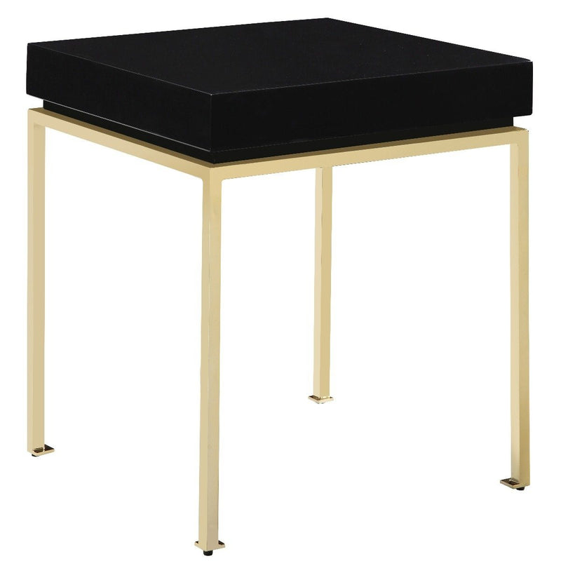 Bianca Nightstand Side Table Square Frame High Sheen Lacquer Furniture & Decor Black - DailySale