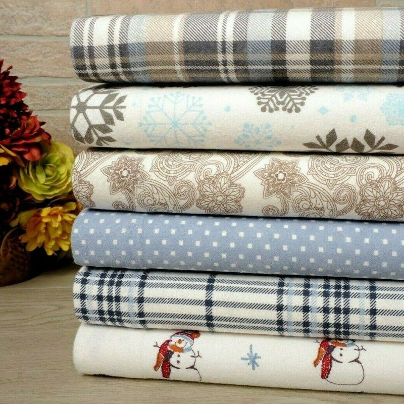 Bibb Home 100% Cotton Printed Flannel Sheet Set - Cozy, Soft, Deep Pocket Sheets Bedding - DailySale