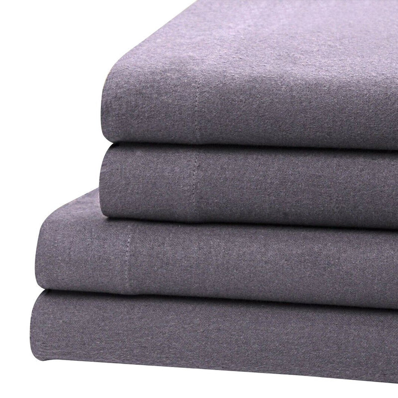 Bibb Home 100% Cotton Solid Flannel Deep Pocket Sheet Set Linen & Bedding Twin Gray - DailySale