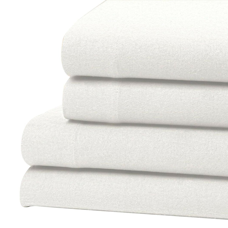 Bibb Home 100% Cotton Solid Flannel Deep Pocket Sheet Set Linen & Bedding Twin White - DailySale
