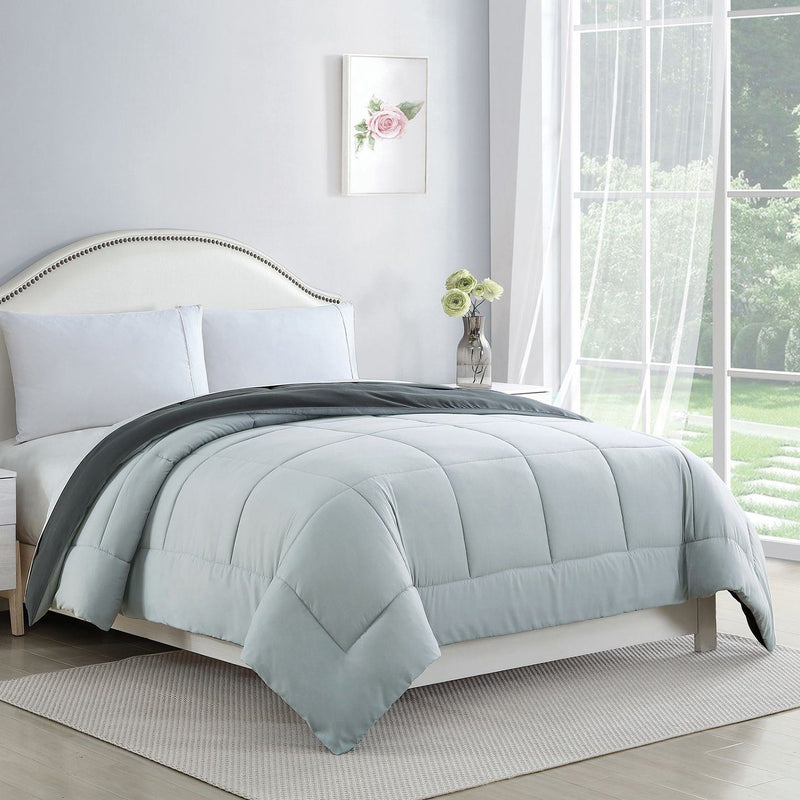 Bibb Home 2-Tone Down Alternative Reversible Comforter Linen & Bedding Full/Queen Silver/Gray - DailySale