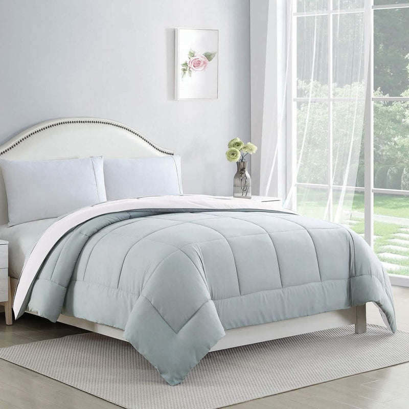 Bibb Home 2-Tone Down Alternative Reversible Comforter Linen & Bedding Full/Queen Silver/White - DailySale
