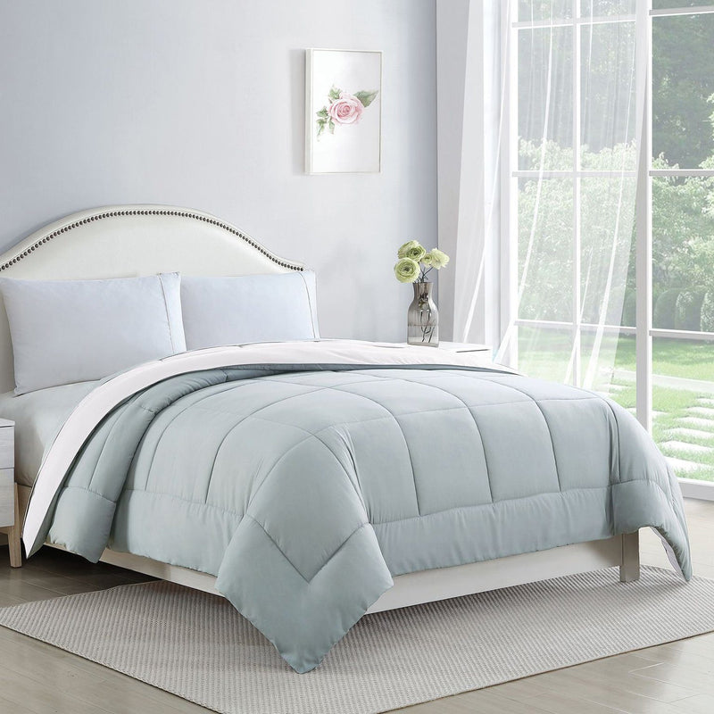 Bibb Home 2-Tone Down Alternative Reversible Comforter Linen & Bedding Full/Queen Silver/White - DailySale