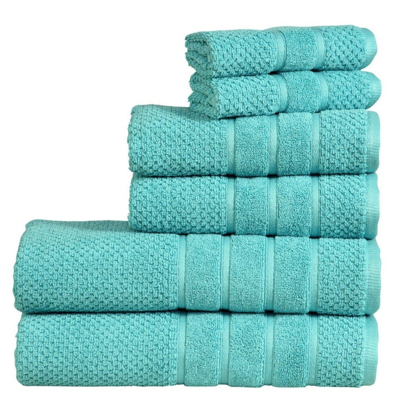 Bibb Home 6-Piece Egyptian Cotton Zero Twist Towel Set Home Essentials Aqua - DailySale
