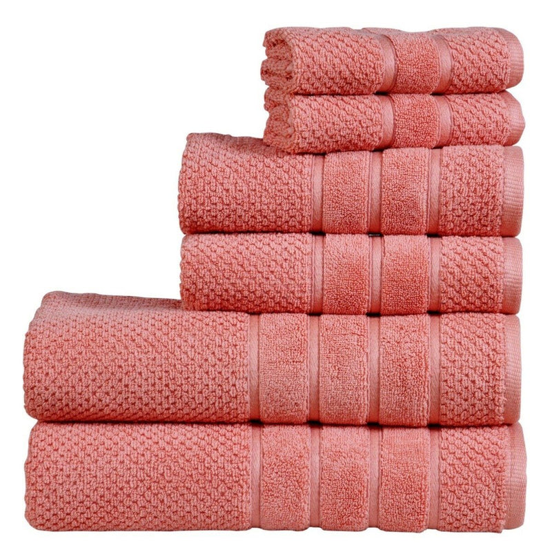 Bibb Home 6-Piece Egyptian Cotton Zero Twist Towel Set Home Essentials Coral - DailySale