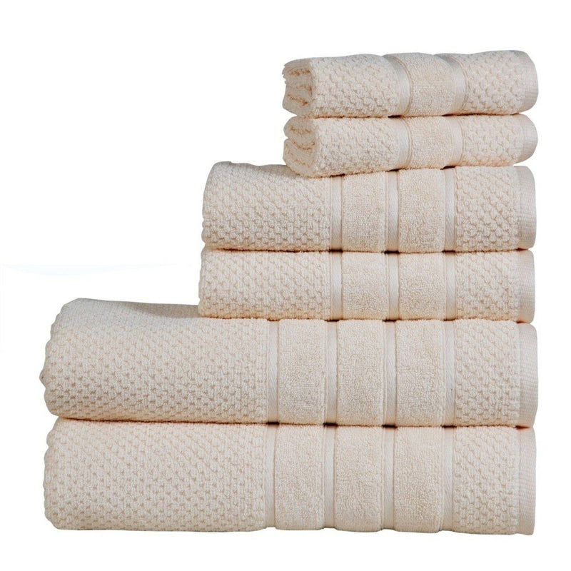 Bibb Home 6-Piece Egyptian Cotton Zero Twist Towel Set Home Essentials Ivory - DailySale