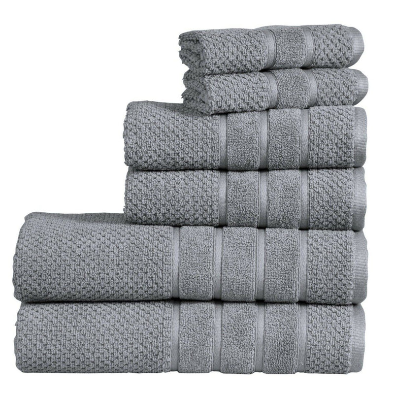 Bibb Home 6-Piece Egyptian Cotton Zero Twist Towel Set Home Essentials Silver - DailySale