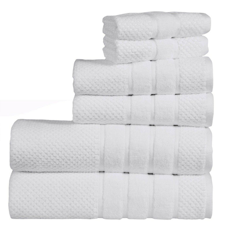 Bibb Home 6-Piece Egyptian Cotton Zero Twist Towel Set Home Essentials White - DailySale