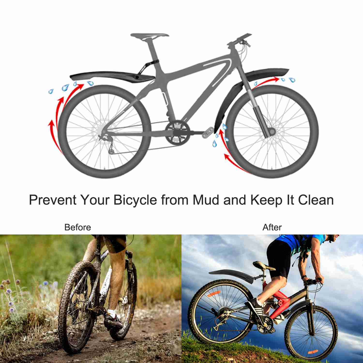 Bicycle Fender Set Adjustable Mudguards Sports & Outdoors - DailySale