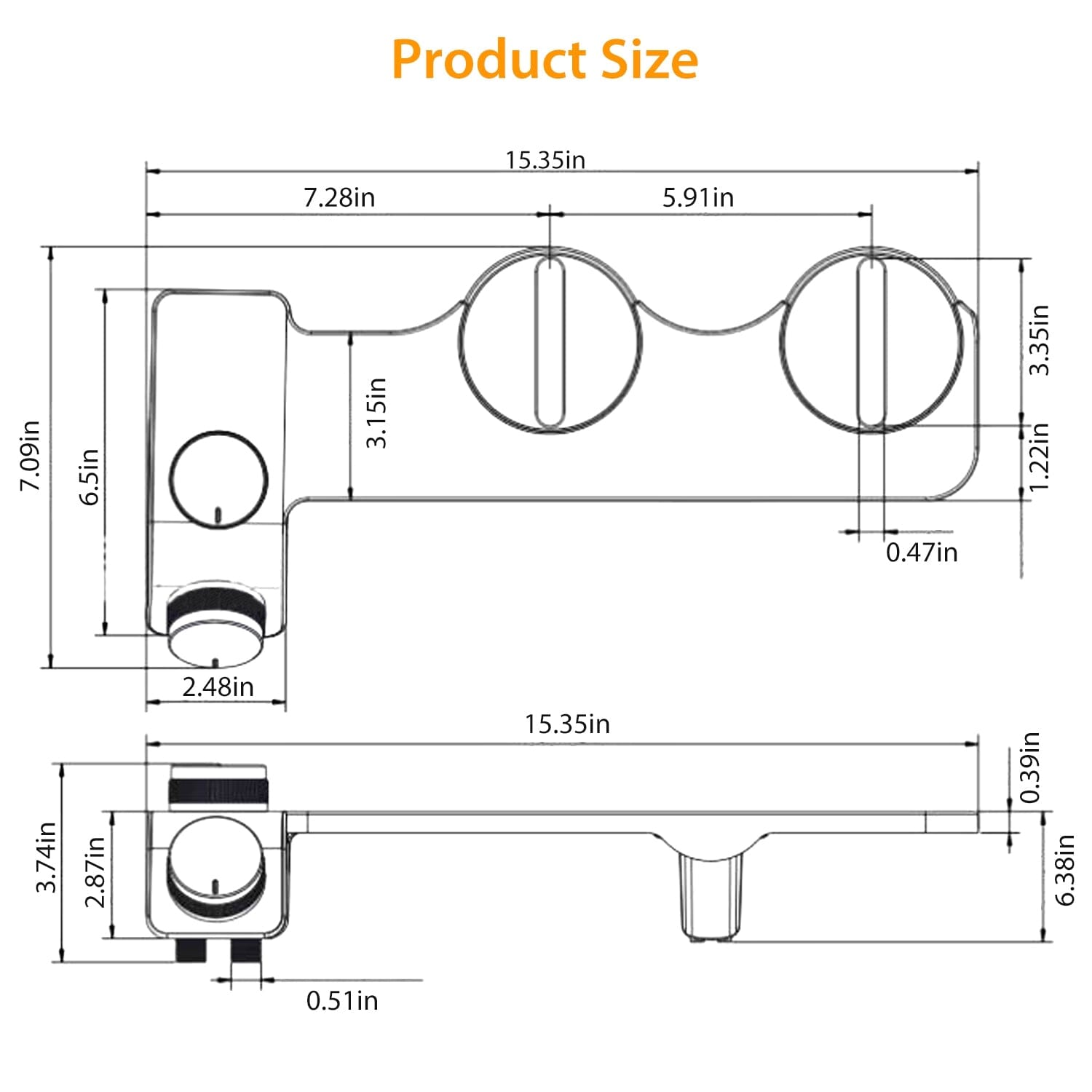 Bidet Attachment Non-Electric Fresh Water Sprayer with Self Cleaning Dual Nozzle Bath - DailySale