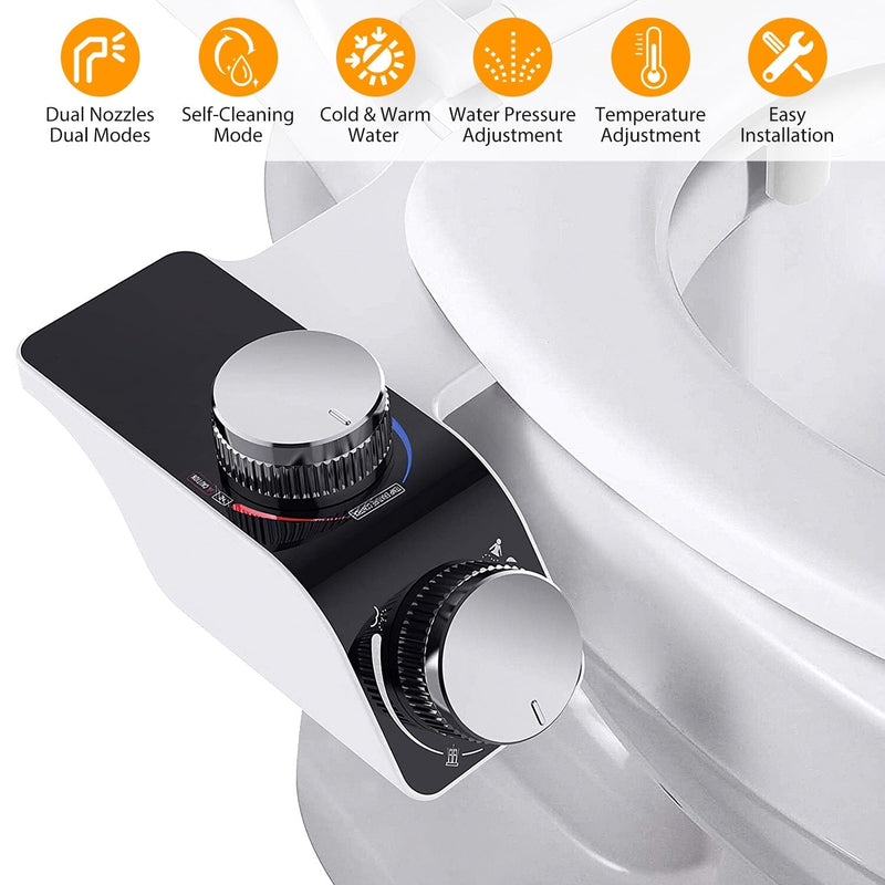 Bidet Attachment Non-Electric Fresh Water Sprayer with Self Cleaning Dual Nozzle Bath - DailySale