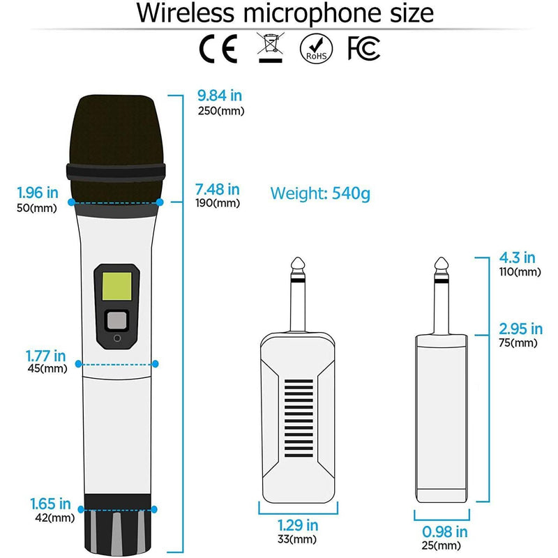 Bietrun Wireless UHF Metal Dual Handheld Dynamic Mic Karaoke System Headphones & Audio - DailySale