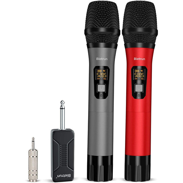 Bietrun Wireless UHF Metal Dual Handheld Dynamic Mic Karaoke System Headphones & Audio - DailySale