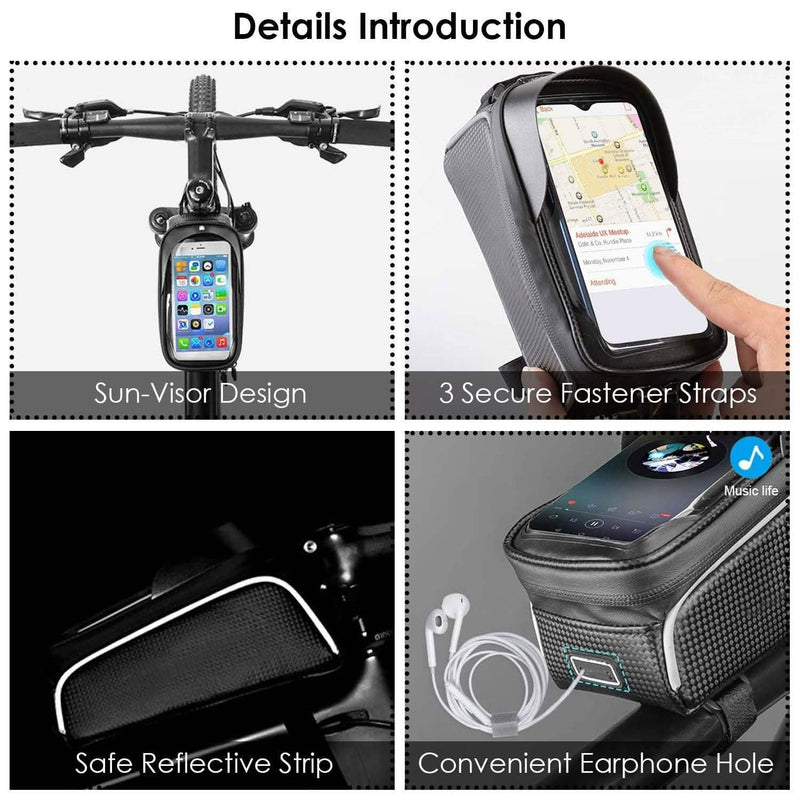Bike Phone Front Frame Bag with Touch Screen Sun-Visor Sports & Outdoors - DailySale