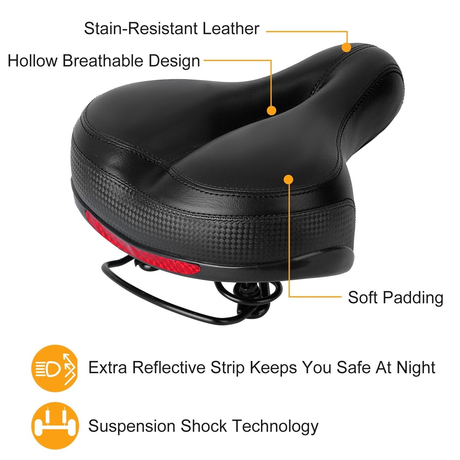 Bike Seat Water Resistant Bicycle Padded Saddle Wear Sports & Outdoors - DailySale