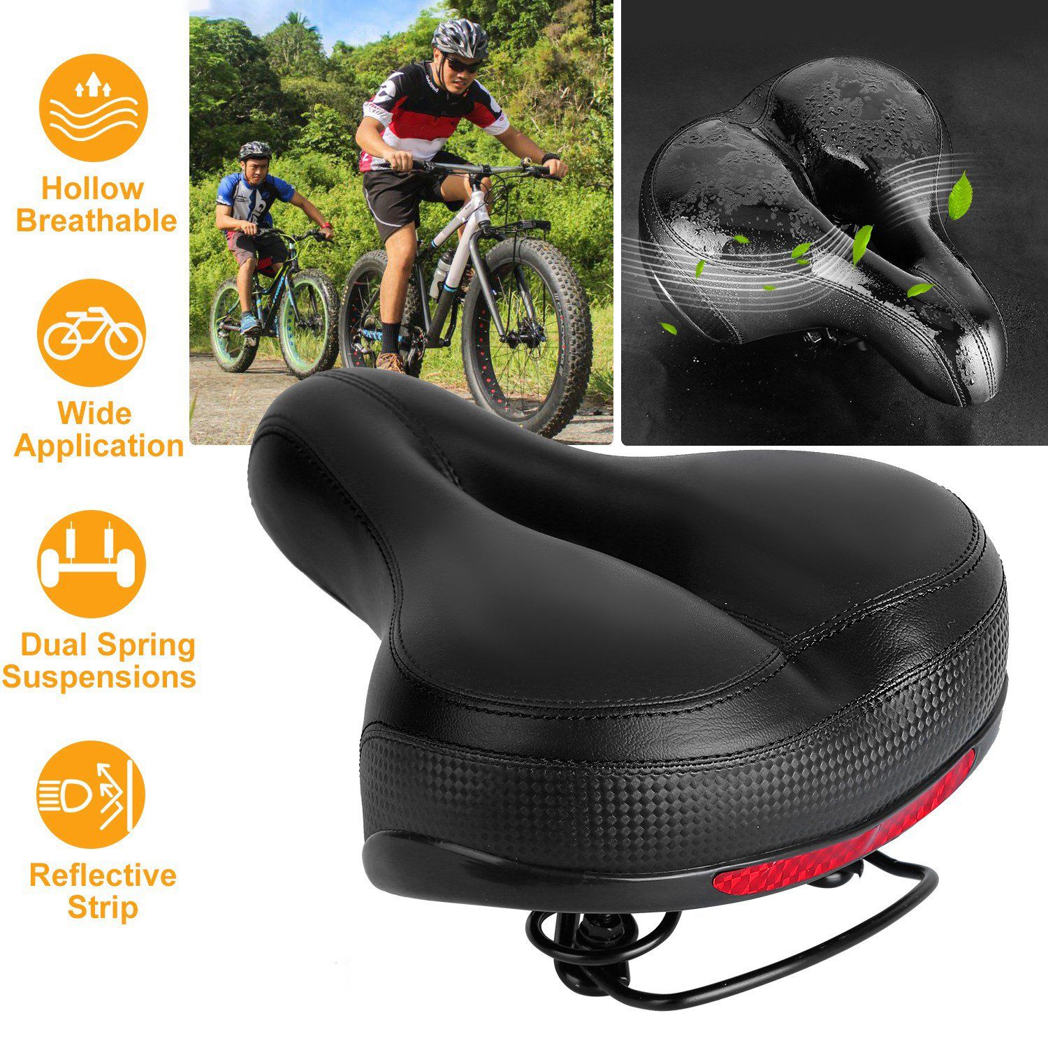 Bike Seat Water Resistant Bicycle Padded Saddle Wear Sports & Outdoors - DailySale