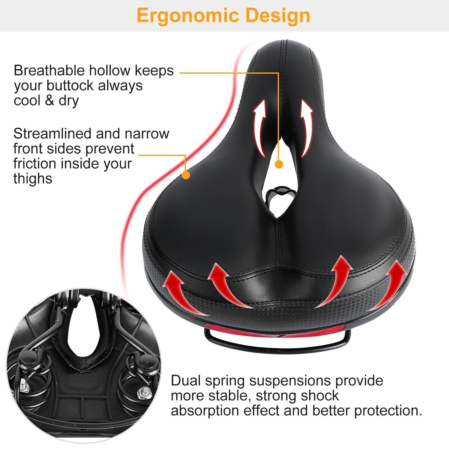 Bike Seat Water Resistant Bicycle Padded Saddle Wear Sports & Outdoors - DailySale