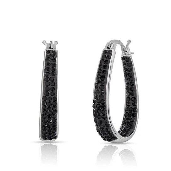 Black and White Austrian Crystal Hoop Earrings Earrings - DailySale