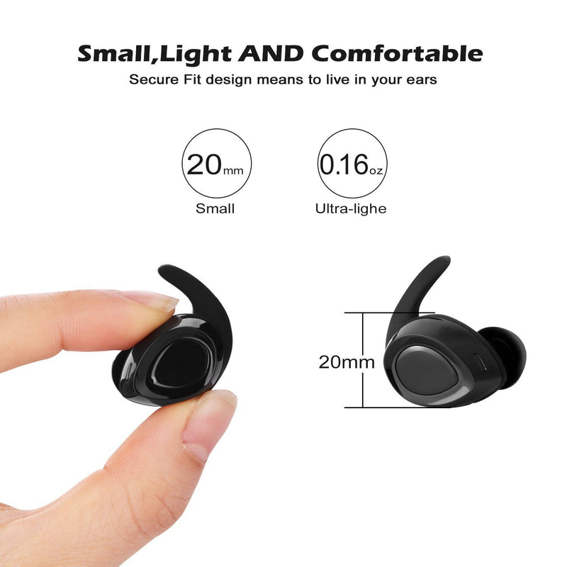 Black Mini Wireless Bluetooth Twins Earbuds Mic True Bass Stereo In-Ear TWS Earphones Headphones - DailySale