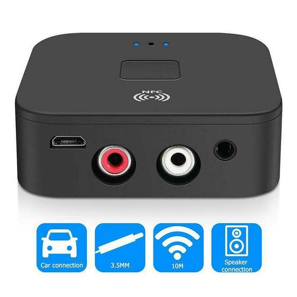 Black Wireless Bluetooth Receiver 5.0 aptX LL RCA NFC 3.5mm Jack Aux Audio Adapter Headphones & Audio - DailySale